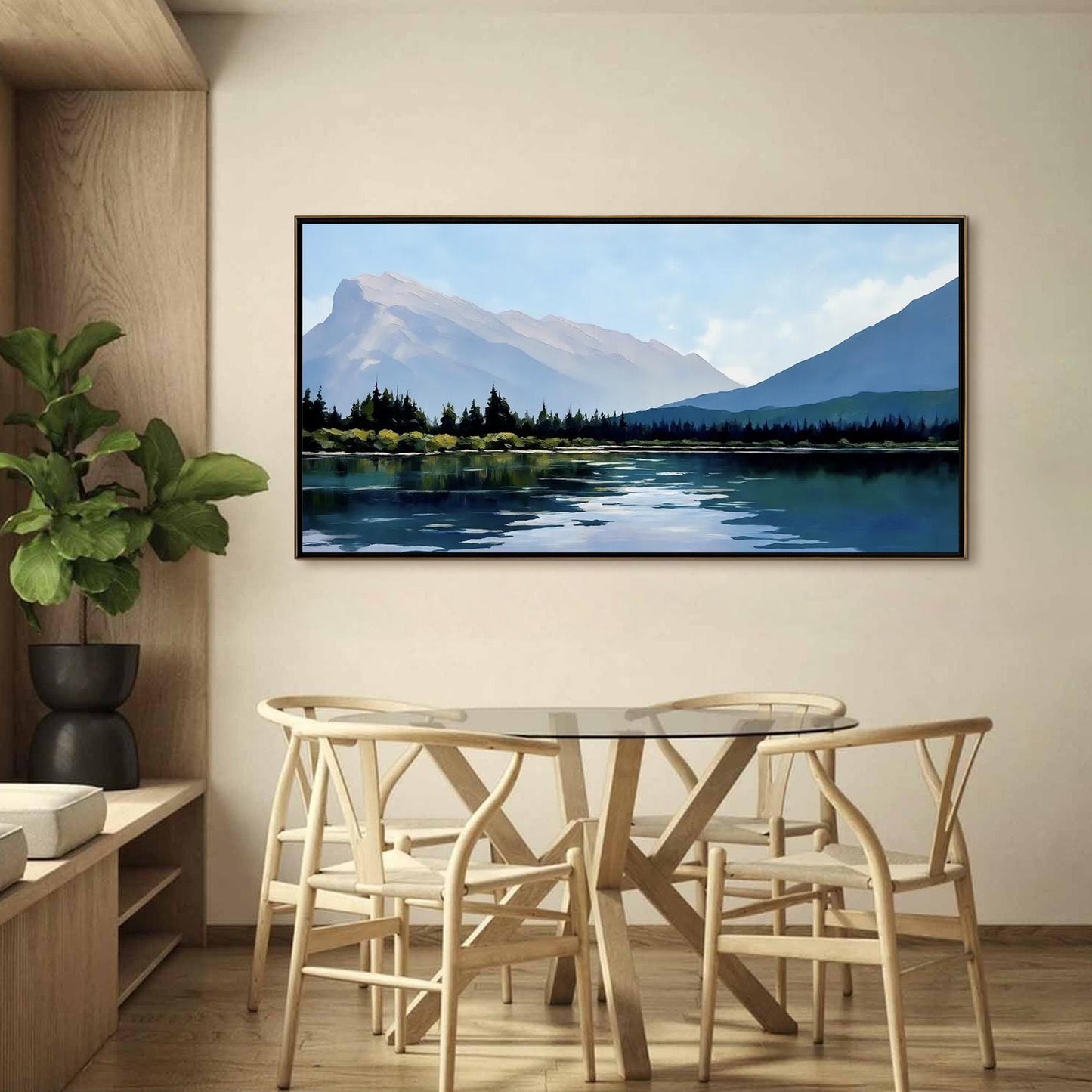 Blue and Teal Lake Landscape Wall Art
