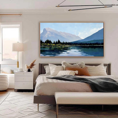 Blue and Teal Lake Landscape Wall Art