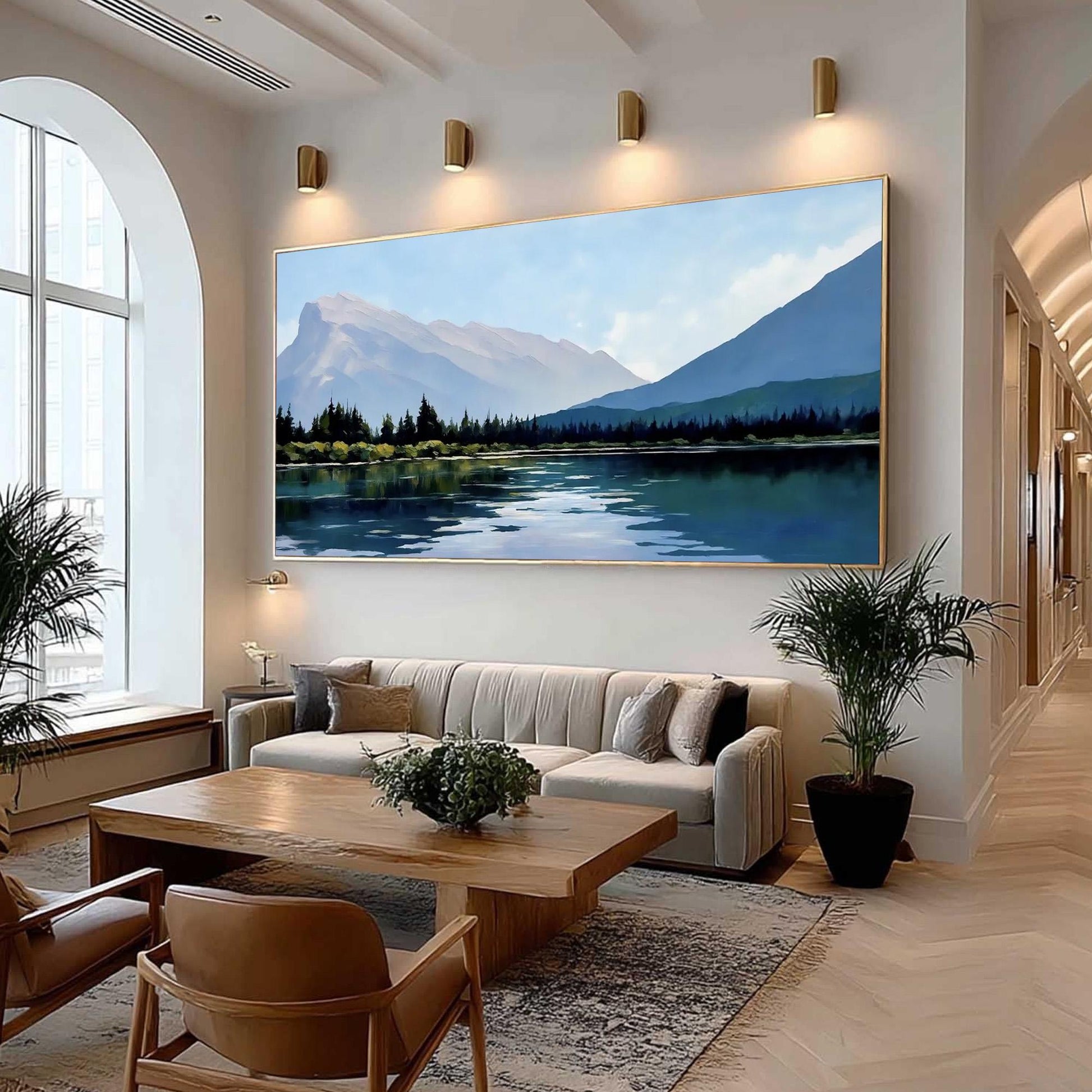 Original – Blue and Teal Lake Landscape Wall Art | Oil Painting, view 3