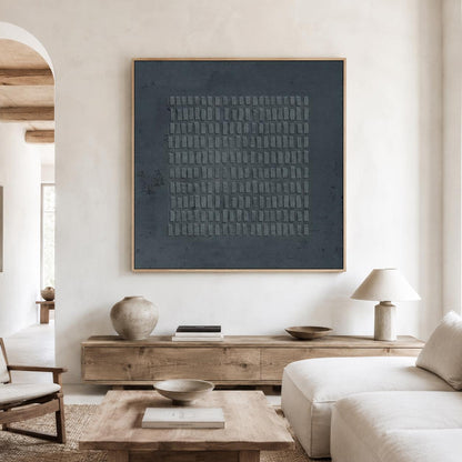 Dark Grey Wabi Sabi Wall Art 3D Block Texture Canvas for Living Room Decor