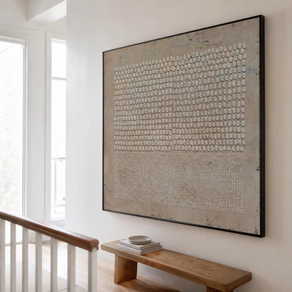 Brown Wabi Sabi Wall Art Dot Line Texture Painting for Modern Living Room Decor