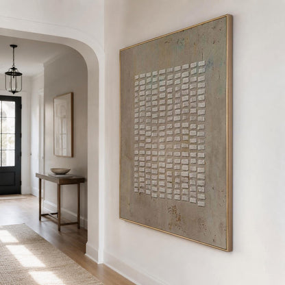 Brown Beige Wabi Sabi Wall Art 3D Block Texture Canvas Painting for Entryway Decor
