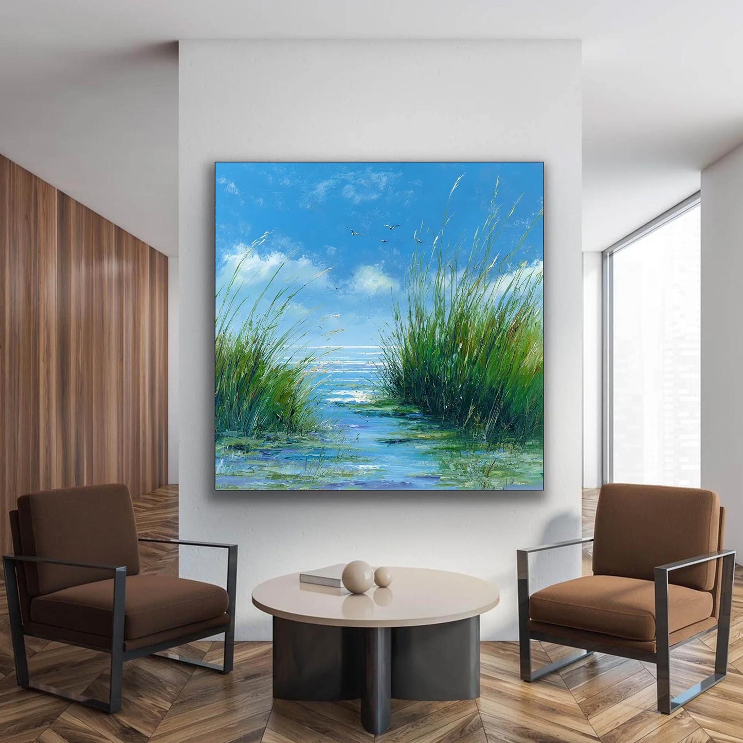 Original – Blue and Green Bird Animal Wall Art | Oil Painting, view 4