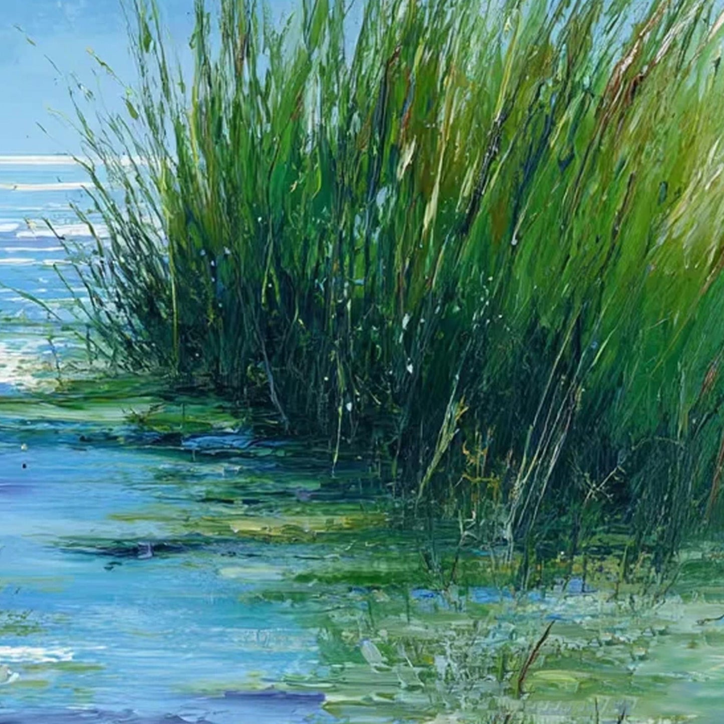 Blue and Green Impressionist Bird Animal Wall Art