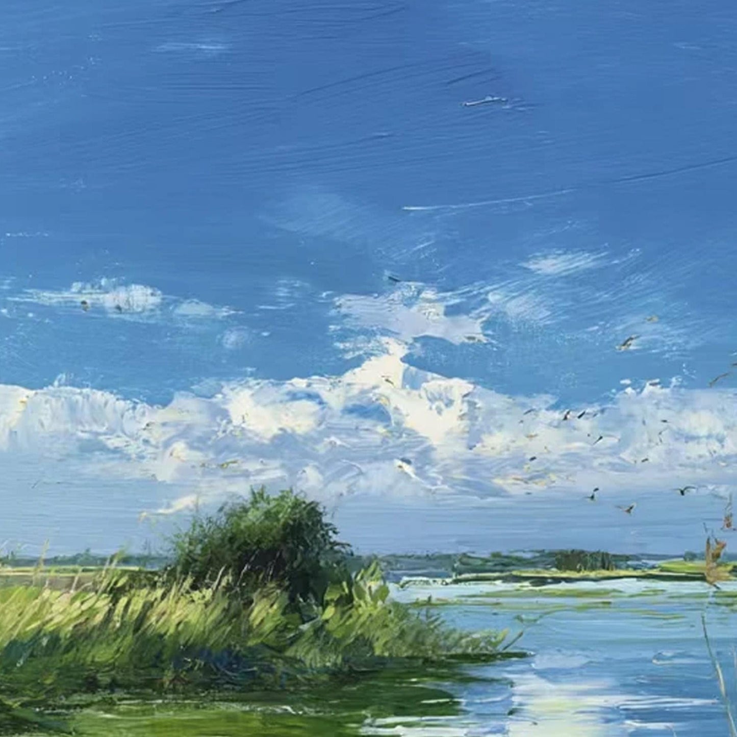 Original – Blue and Emerald River Landscape Wall Art | Oil Painting, view 5