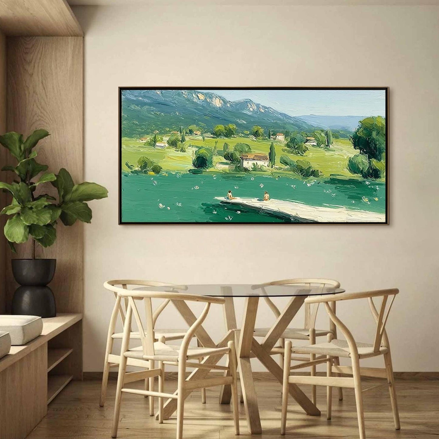 Green Mountain Landscape Canvas - Handmade Acrylic - European Countryside Wall Decor - Home Housewarming Gift – Colorful Coun
