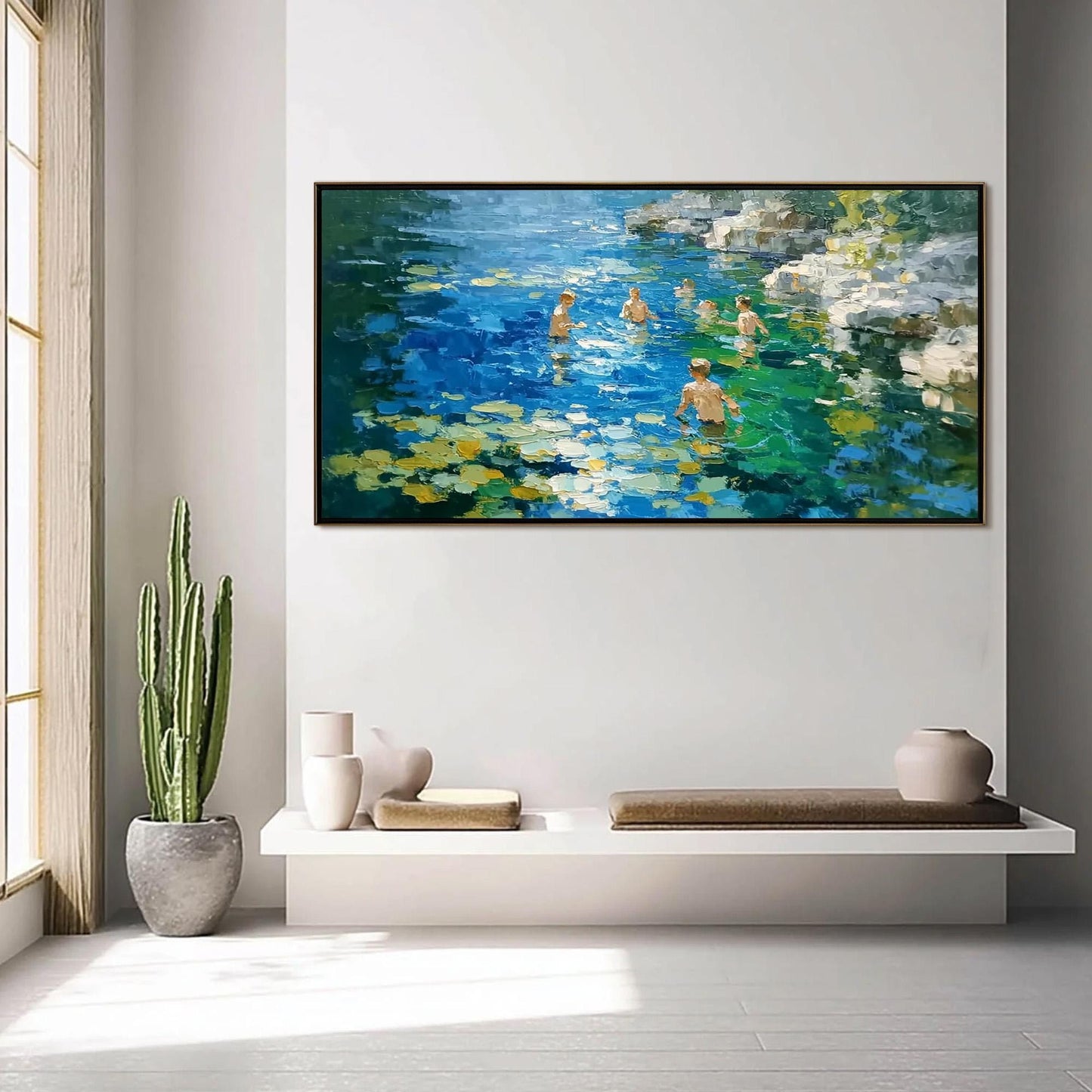 Turquoise Water Canvas Art - Handmade Acrylic - Summer Beach Wall Decor - Nostalgic Home Housewarming Gift – Turquoise and Go