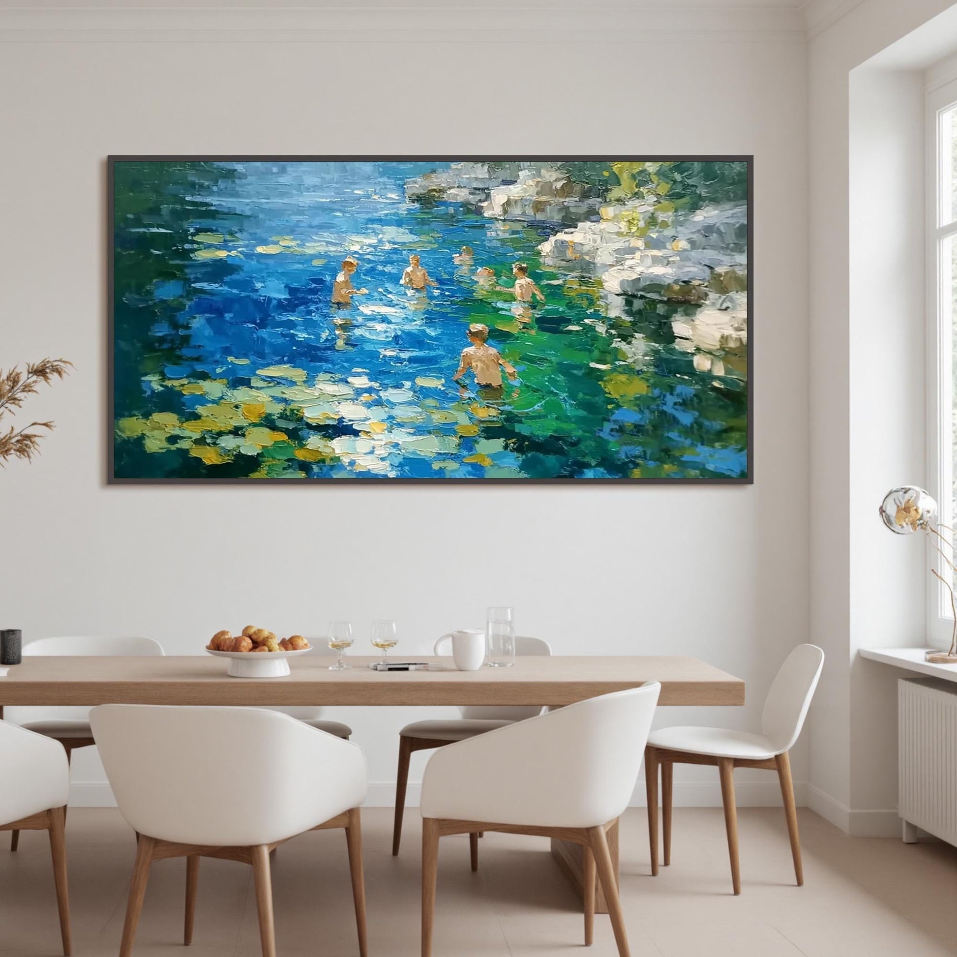 Turquoise Water Canvas Art - Handmade Acrylic - Summer Beach Wall Decor - Nostalgic Home Housewarming Gift – Turquoise and Go
