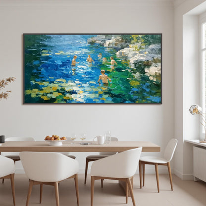 Turquoise Water Canvas Art - Handmade Acrylic - Summer Beach Wall Decor - Nostalgic Home Housewarming Gift – Turquoise and Go