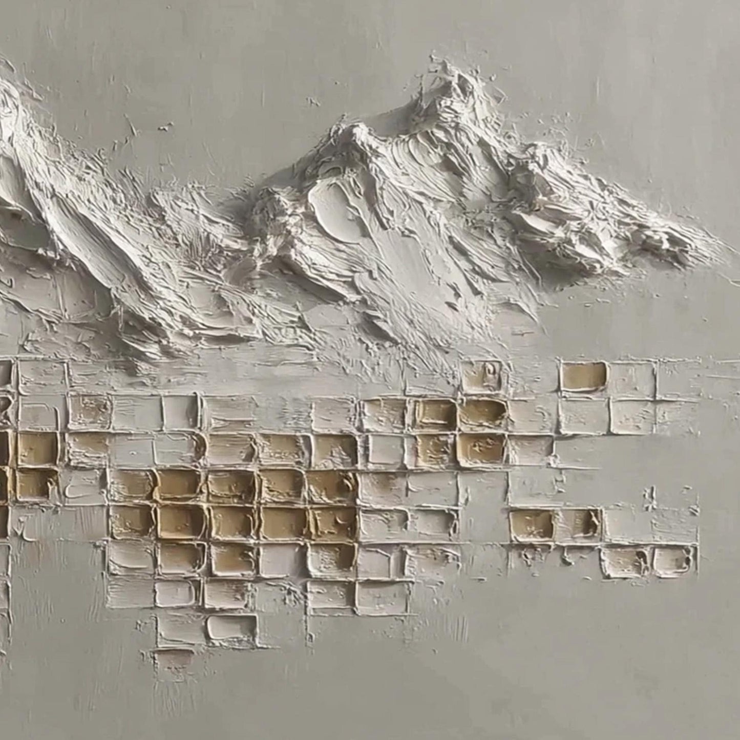 Gold and Grey Minimalist Textured Mountain Range Wall Art – 3D Textured Canvas Art - Handmade Acrylic - Minimalist Wall Decor - Luxury Neutral Home Housewarming Gift