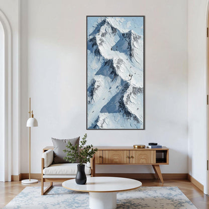 Blue and Grey Abstract Palette Knife Alpine Mountain Wall Art – Snowy Alpine Canvas Art - Handmade Acrylic - Winter Wall Decor - Cabin Home Housewarming Gift
