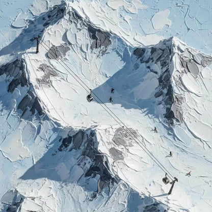 Snowy Alpine Canvas Art - Handmade Acrylic - Winter Wall Decor - Cabin Home Housewarming Gift – Blue and Grey Alpine Mountain