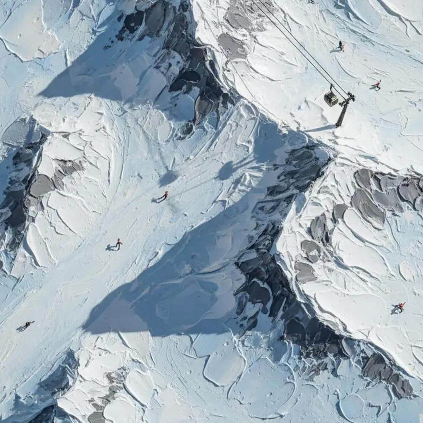 Blue and Grey Abstract Palette Knife Alpine Mountain Wall Art – Snowy Alpine Canvas Art - Handmade Acrylic - Winter Wall Decor - Cabin Home Housewarming Gift