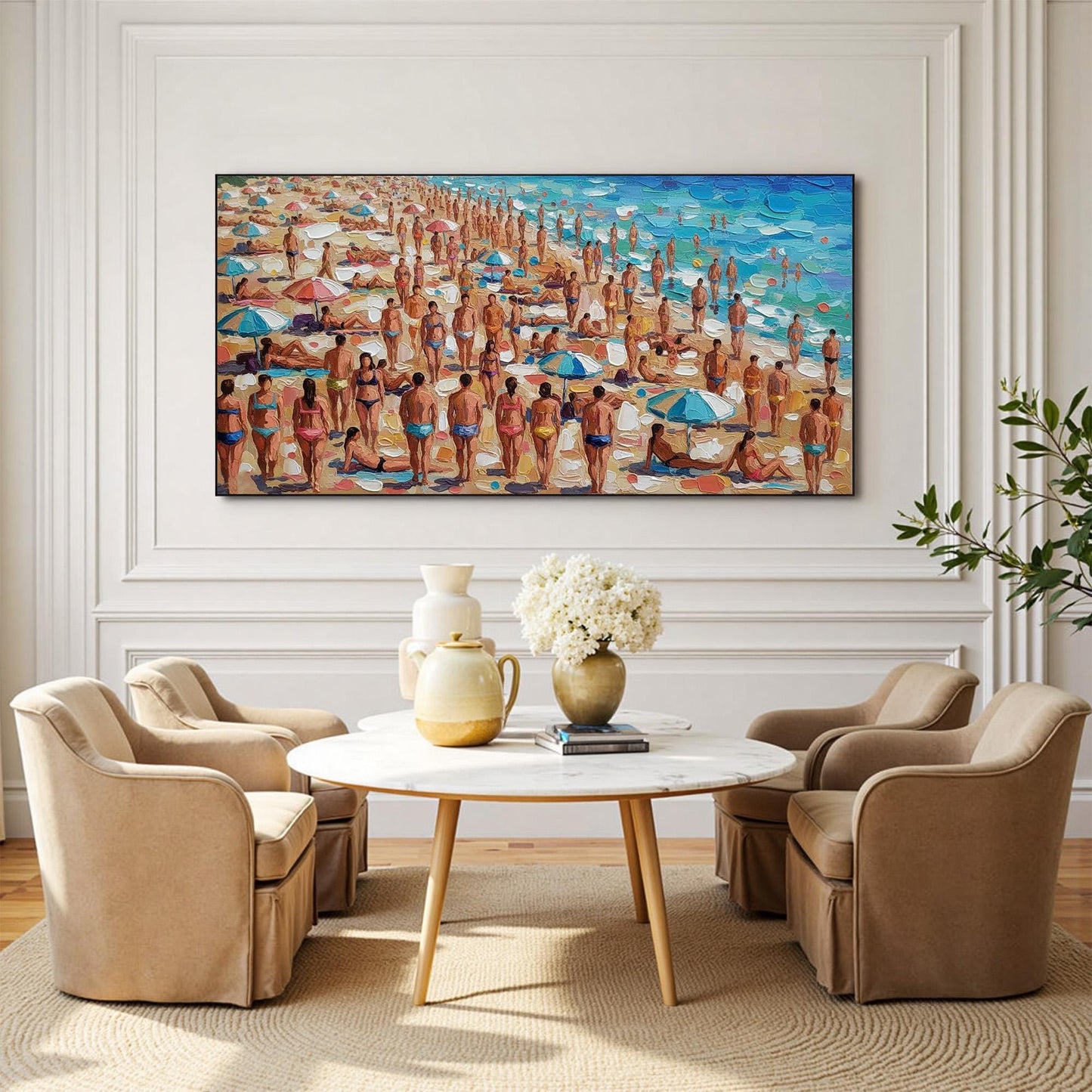 Original – Colorful Beach Seascape Wall Art | Impasto Oil Painting, view 4