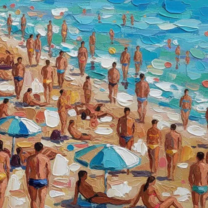 Colorful Impasto Beach Seascape Wall Art