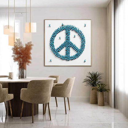 Blue and Teal Figurative Figure Portrait Wall Art