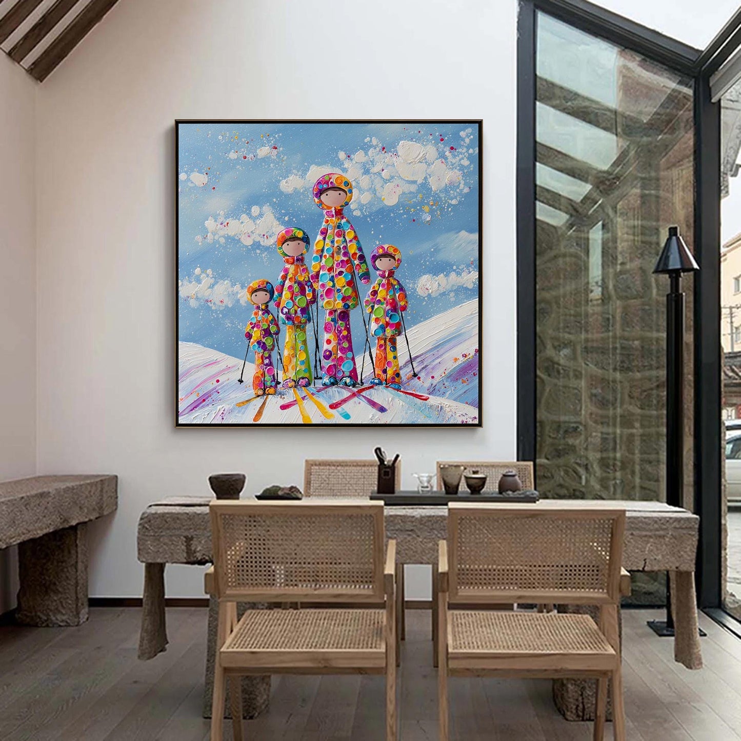 Colorful Polka Dot Canvas Art - Handmade Acrylic - Winter Wall Decor - Nursery Kids Housewarming Gift – Colorful Abstract 3D 