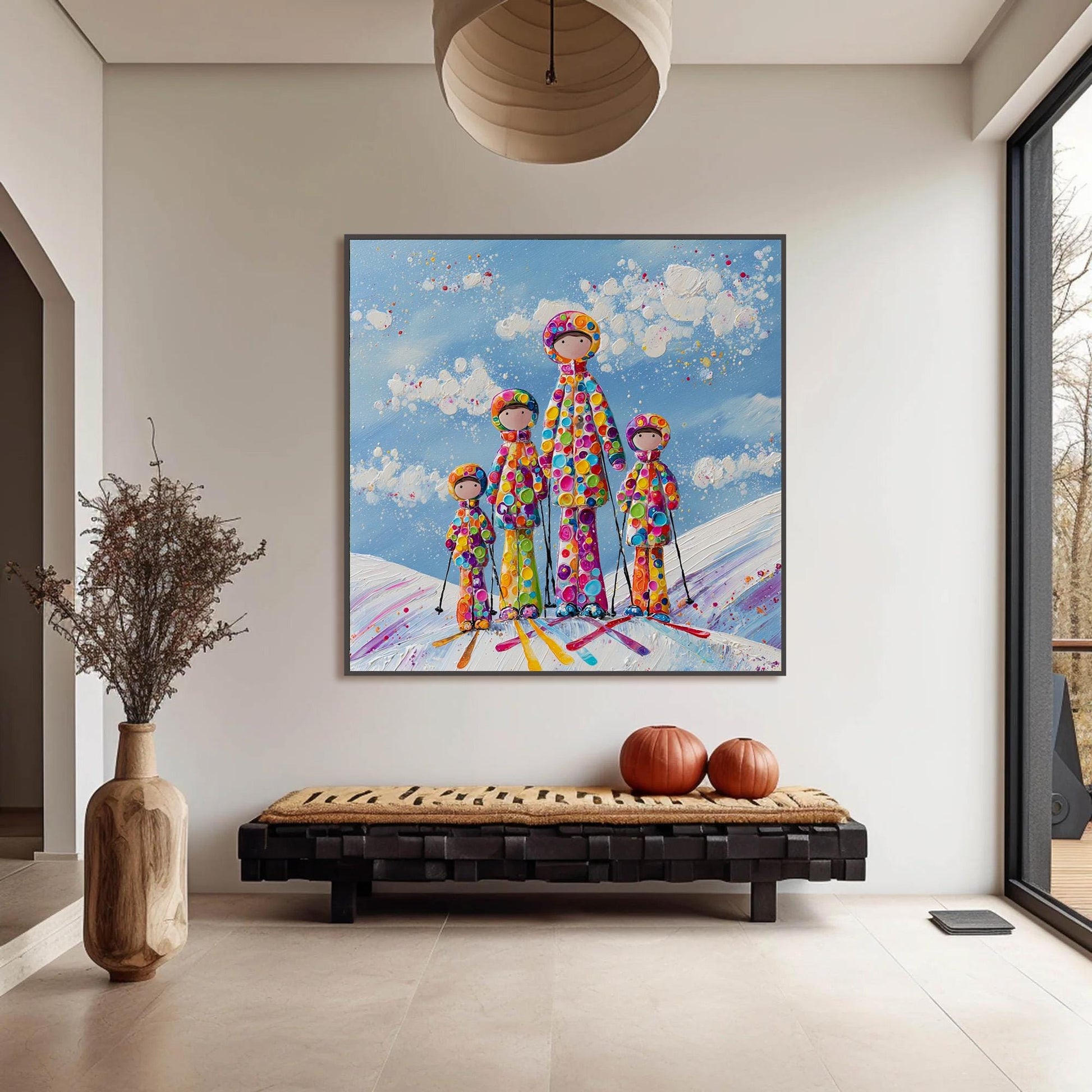 Colorful Polka Dot Canvas Art - Handmade Acrylic - Winter Wall Decor - Nursery Kids Housewarming Gift – Colorful Abstract 3D 