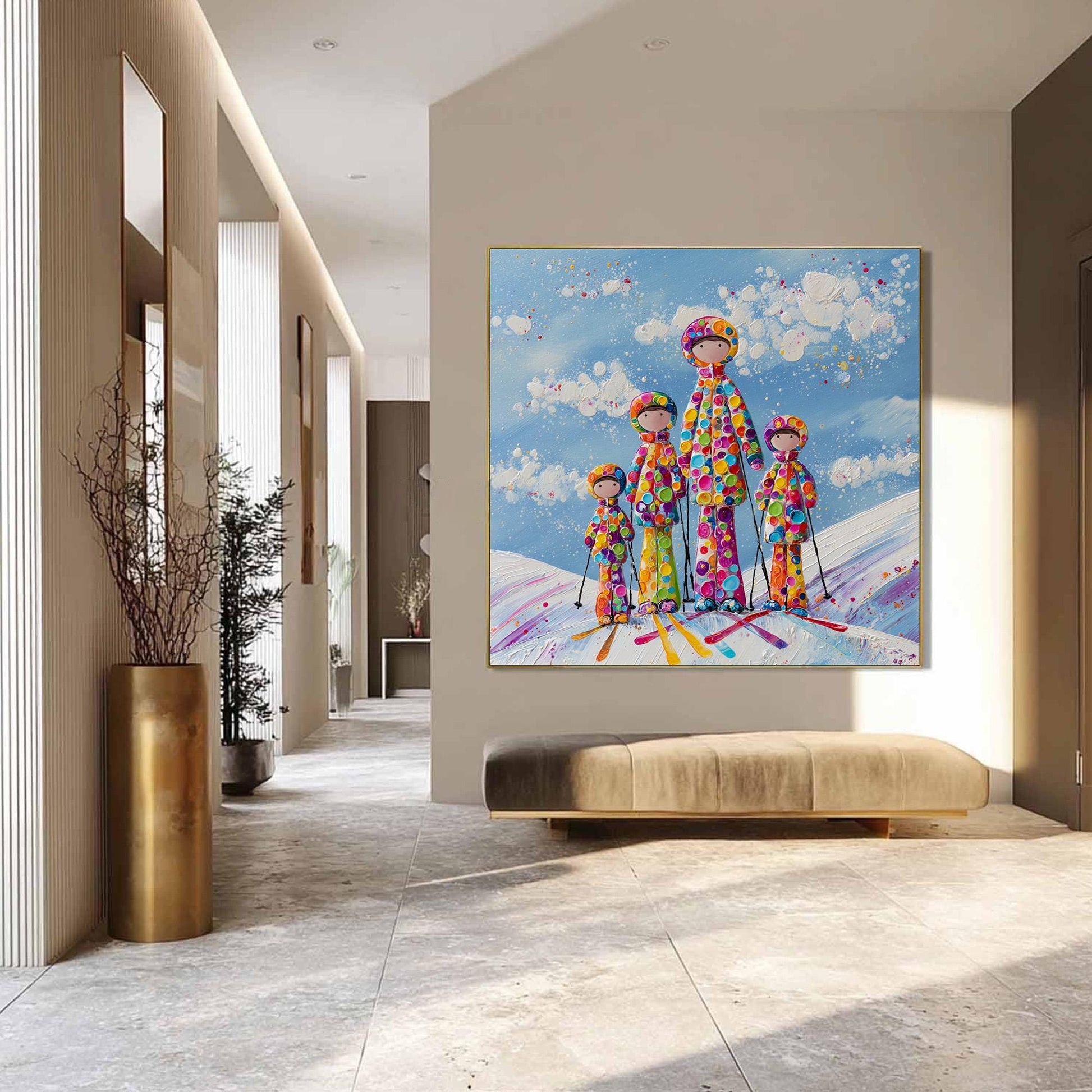 Colorful Polka Dot Canvas Art - Handmade Acrylic - Winter Wall Decor - Nursery Kids Housewarming Gift – Colorful Abstract 3D 