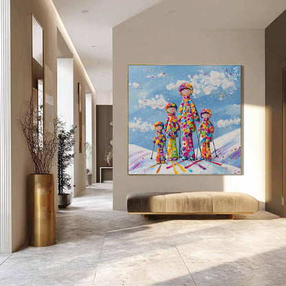 Colorful Polka Dot Canvas Art - Handmade Acrylic - Winter Wall Decor - Nursery Kids Housewarming Gift – Colorful Abstract 3D 