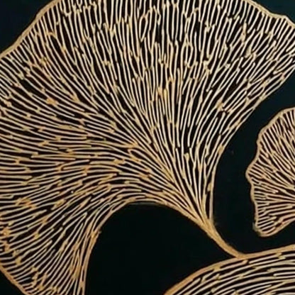 Green and Gold Ginkgo Leaf Wall Art