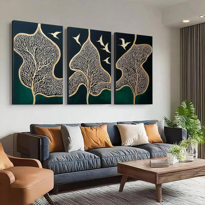 Original – Green and Gold Botanical Leaf Wall Art | Oil Painting, view 4