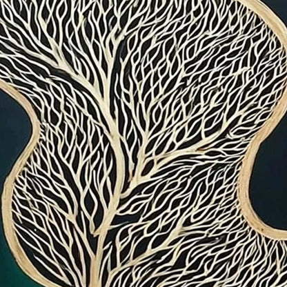 Green and Gold Botanical Leaf Wall Art – Oil Painting