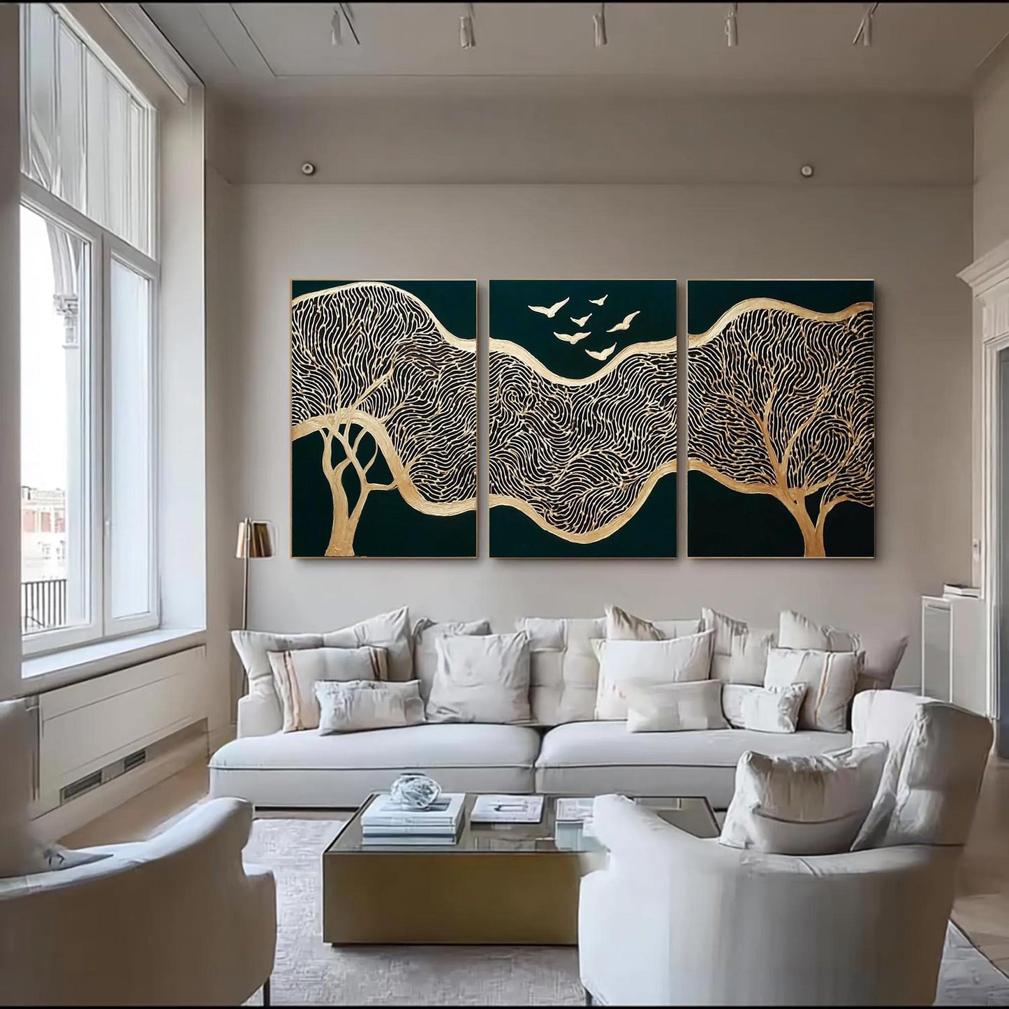 Original – Emerald and Green Bird Animal Wall Art | Abstract Oil Painting, view 4