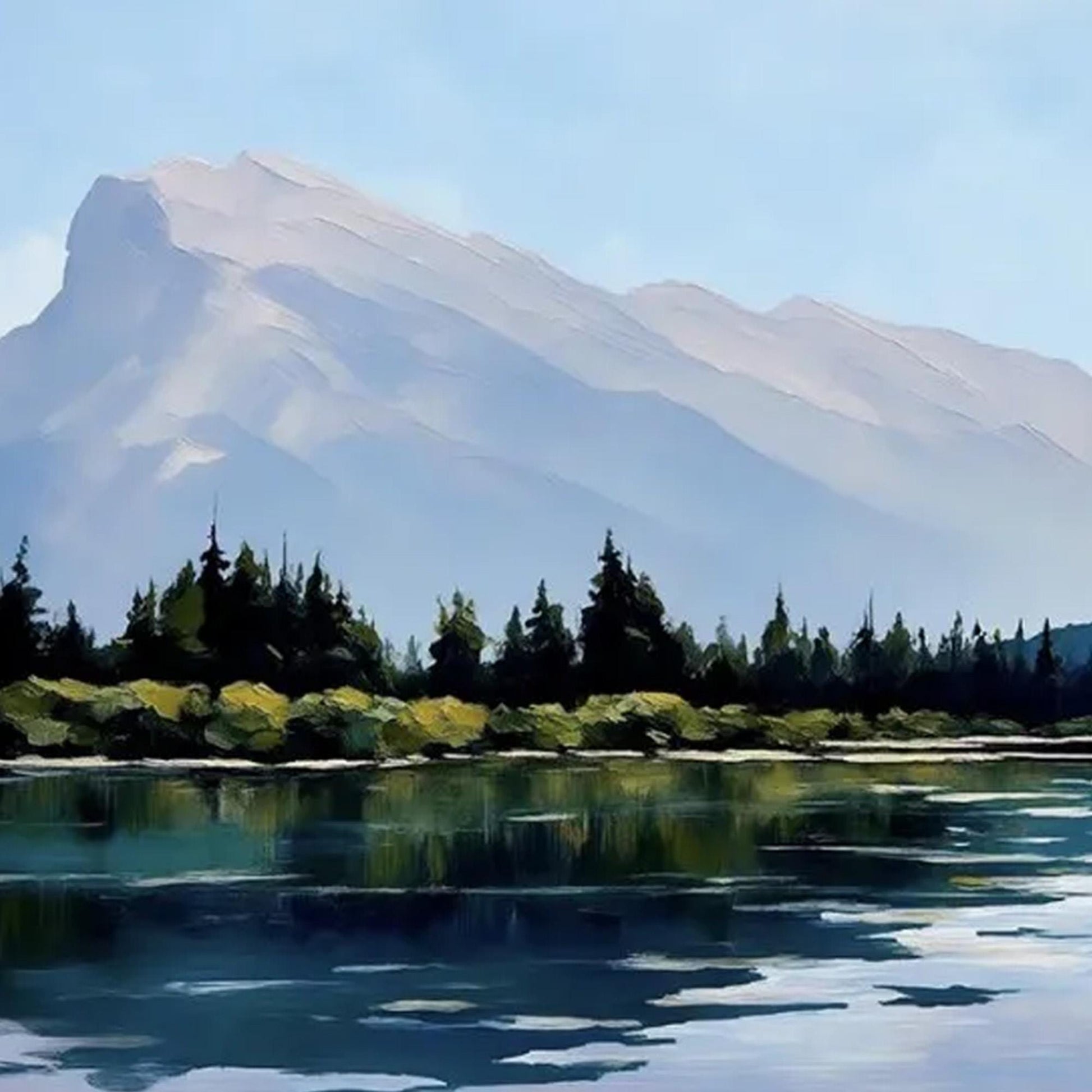Original – Blue and Teal Lake Landscape Wall Art | Oil Painting, view 5