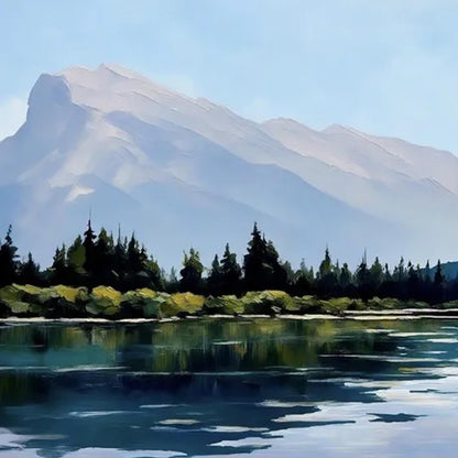 Original – Blue and Teal Lake Landscape Wall Art | Oil Painting, view 5