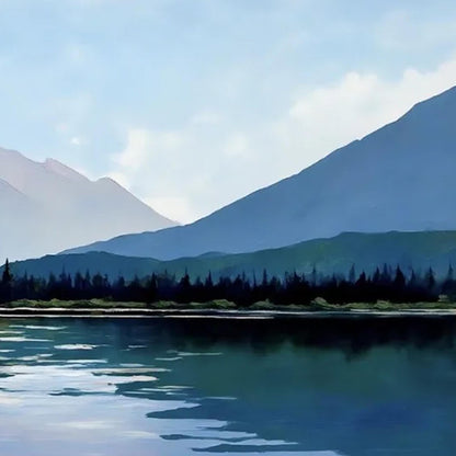 Blue and Teal Lake Landscape Wall Art