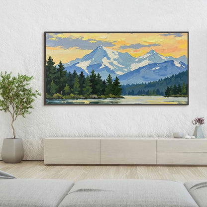 Original – Blue and Green Lake Landscape Wall Art | Impasto Oil Painting, view 4