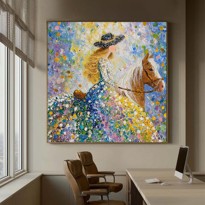 Original Oil Painting – Colorful Horse Animal Wall Art | Impasto Oil Painting, view 4