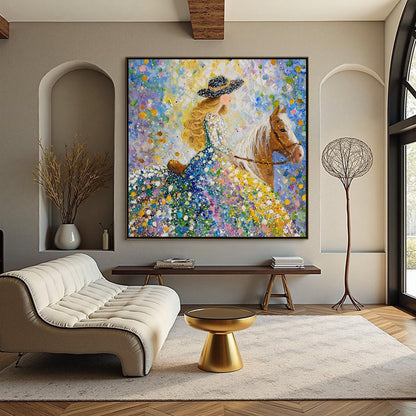 Original Oil Painting – Colorful Horse Animal Wall Art | Impasto Oil Painting, view 1