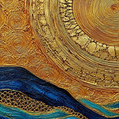 Turquoise and Amber Impasto Celestial 3D Texture Wall Art
