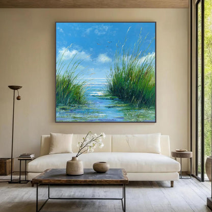 Blue and Green Impressionist Bird Animal Wall Art