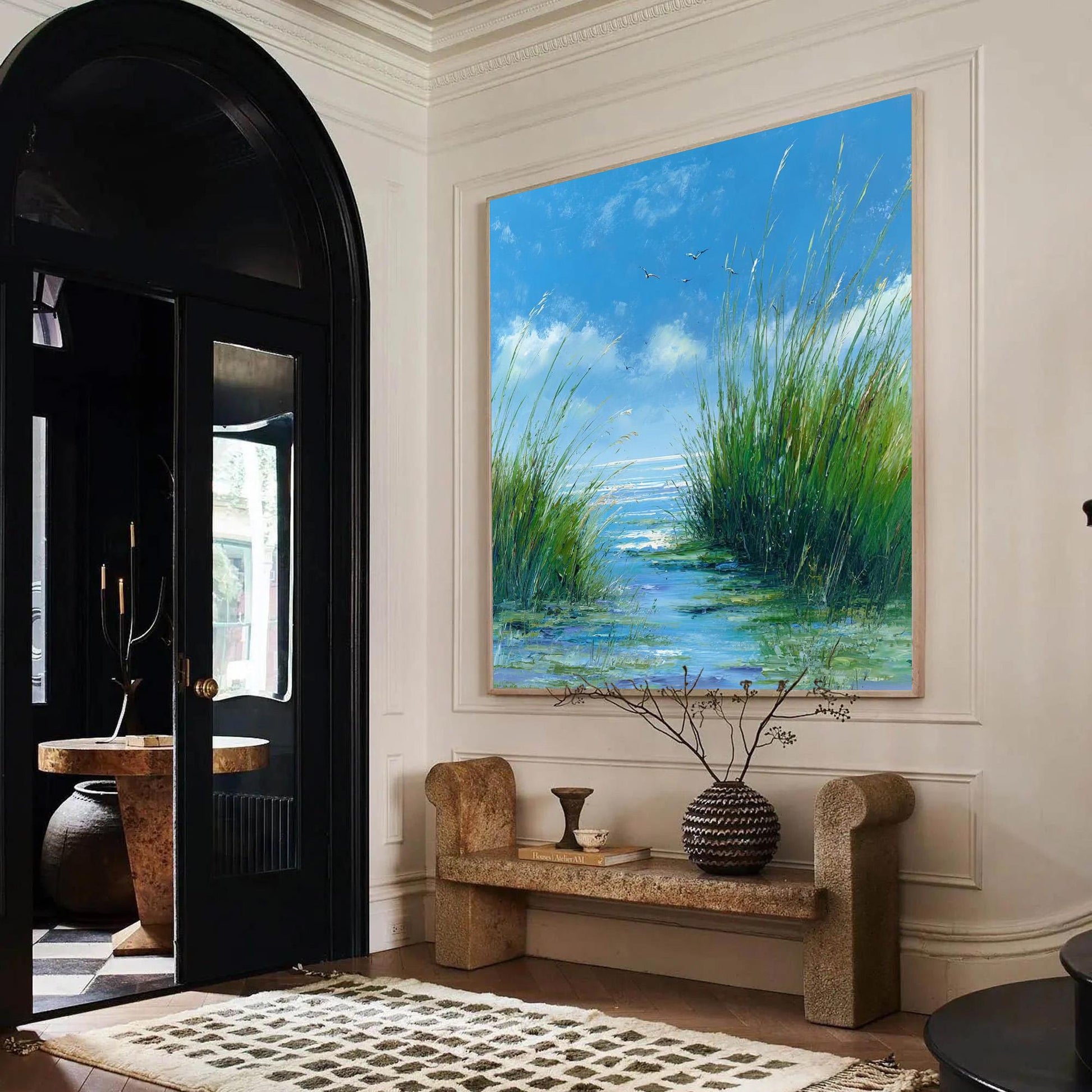 Original – Blue and Green Bird Animal Wall Art | Oil Painting, view 3