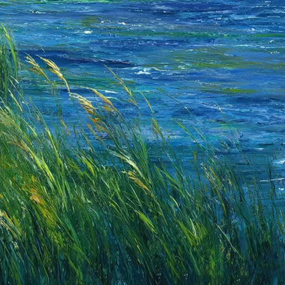 Original – Blue and Green Bird Animal Wall Art | Impasto Oil Painting, view 5