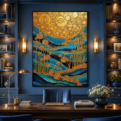 Turquoise and Teal Textured Floral Wall Art