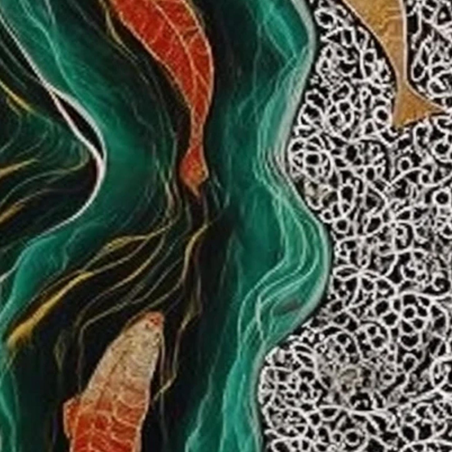 Emerald and Green Koi Fish Animal Wall Art