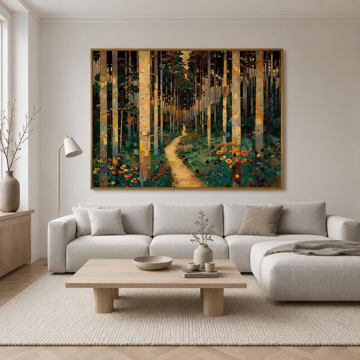 Original – Sky Blue and Green Meadow Landscape Wall Art | Oil Painting, view 3