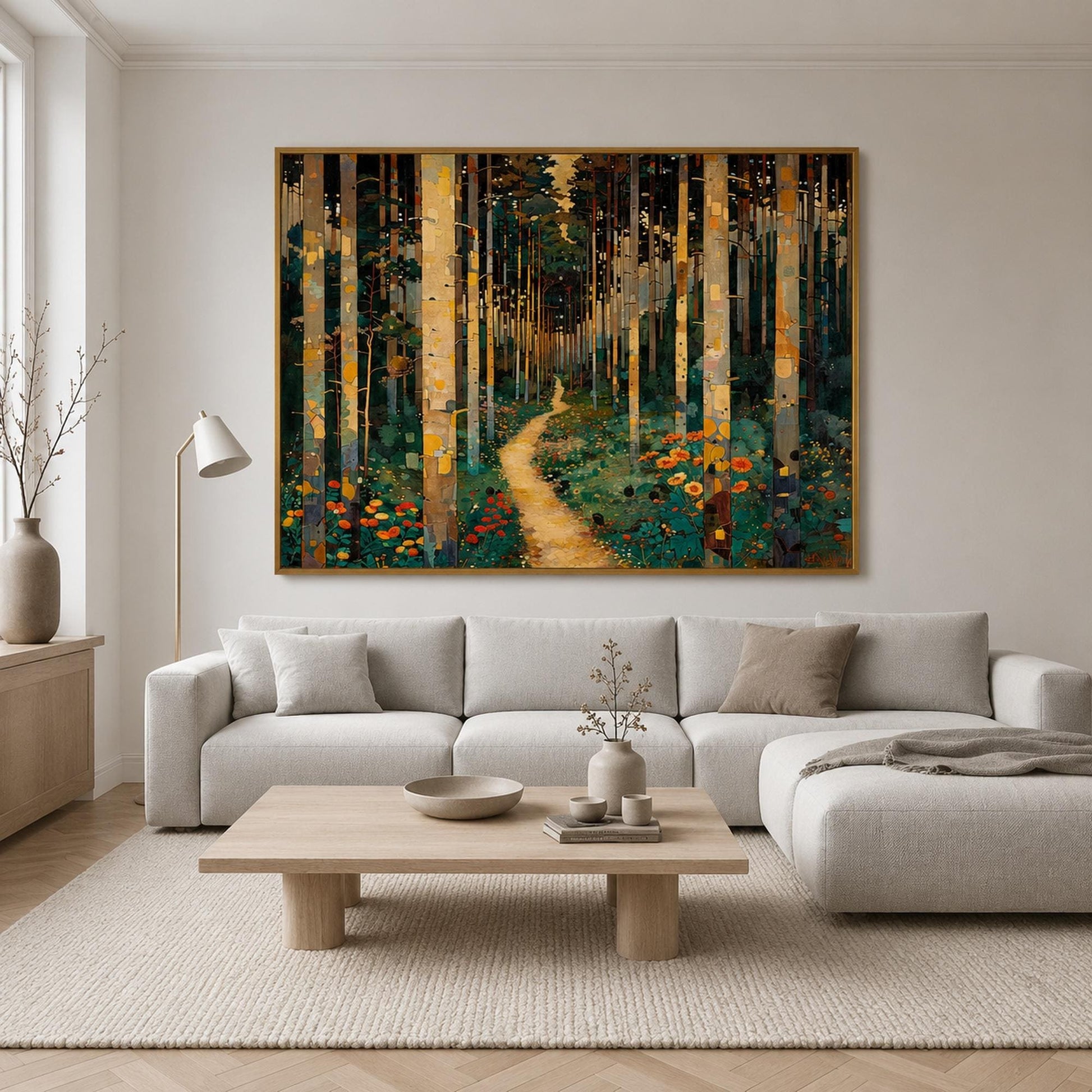 Original – Sky Blue and Green Meadow Landscape Wall Art | Oil Painting, view 3