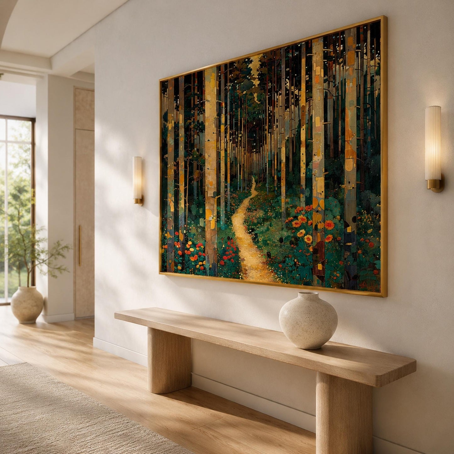 Original – Sky Blue and Green Meadow Landscape Wall Art | Oil Painting, view 2