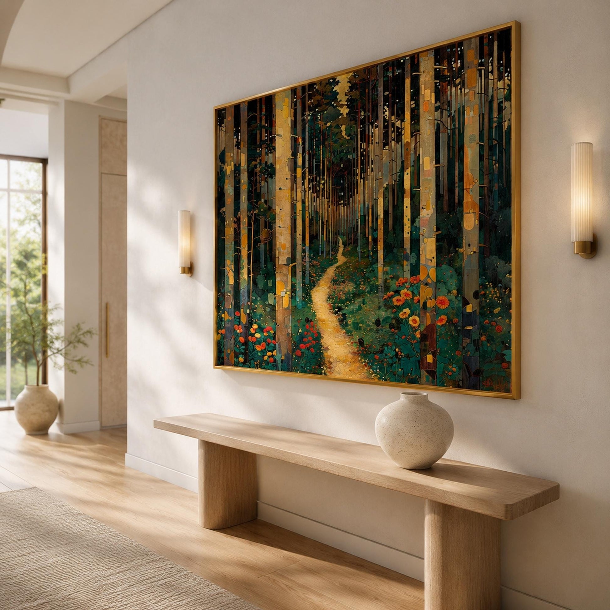 Original – Sky Blue and Green Meadow Landscape Wall Art | Oil Painting, view 2