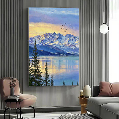 Original – Blue and Amber Sunset 3D Texture Wall Art | Impasto Oil Painting, view 3