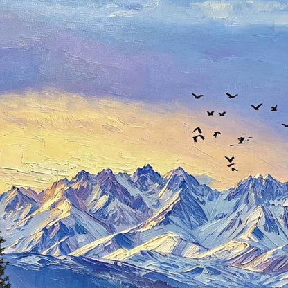 Original – Blue and Amber Sunset 3D Texture Wall Art | Impasto Oil Painting, view 5