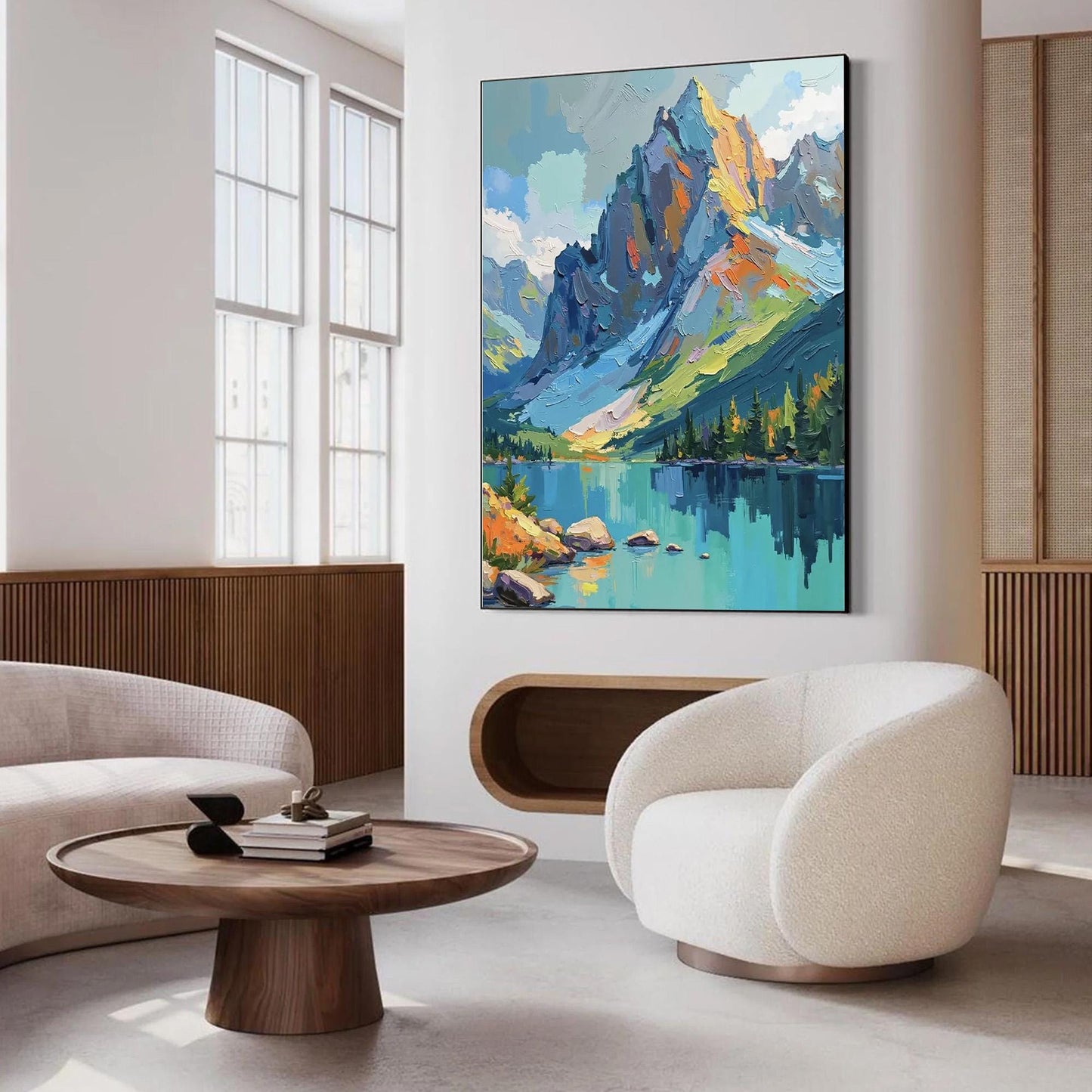 Original – Colorful Lake Landscape Wall Art | Impasto Oil Painting, view 2