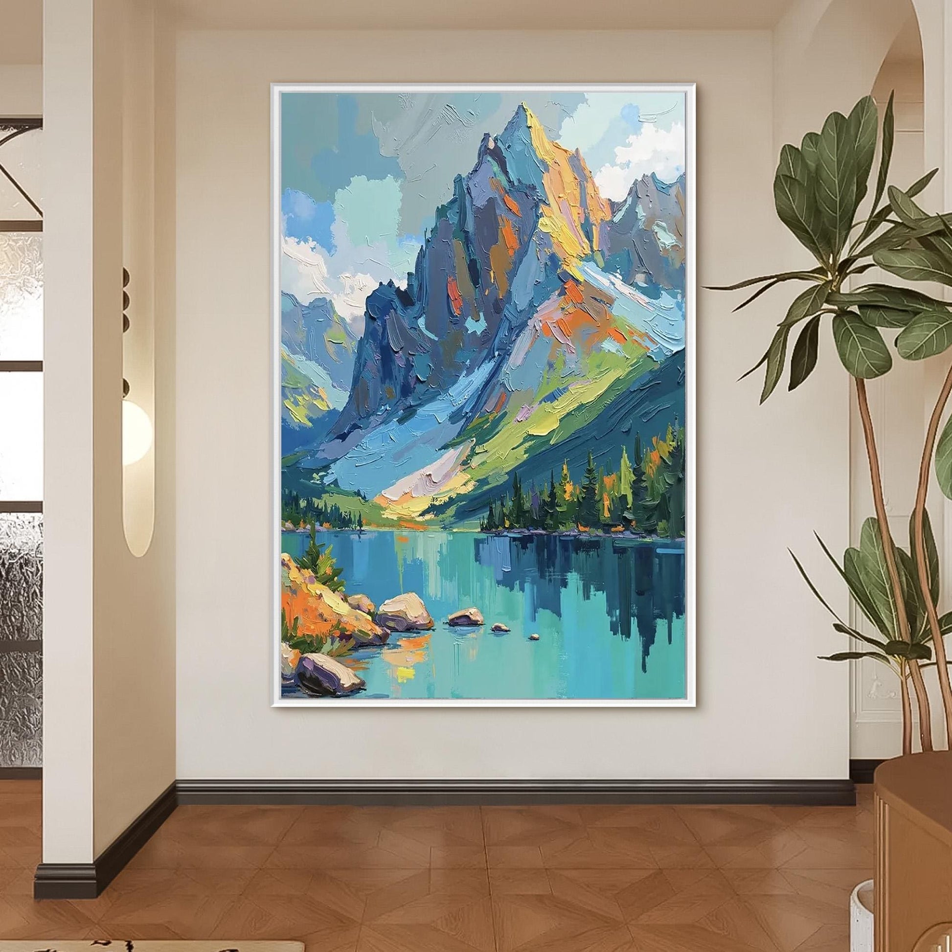 Original – Colorful Lake Landscape Wall Art | Impasto Oil Painting, view 3