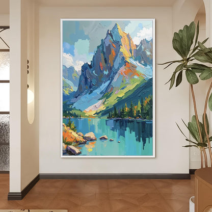 Original – Colorful Lake Landscape Wall Art | Impasto Oil Painting, view 3