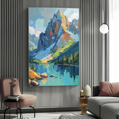 Original – Colorful Lake Landscape Wall Art | Impasto Oil Painting, view 4
